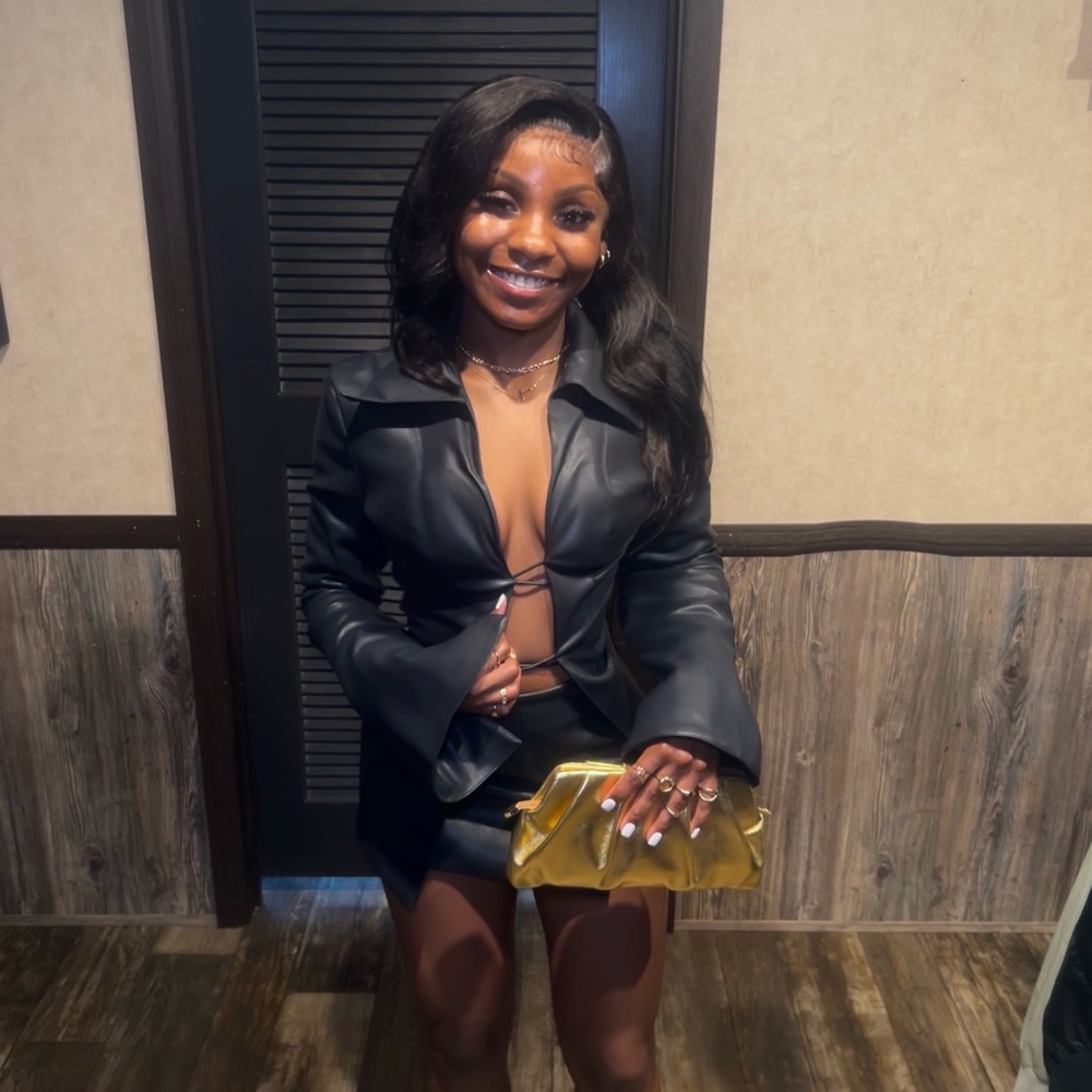 Women's Black Faux Leather Jacket - Picture 2 of 2